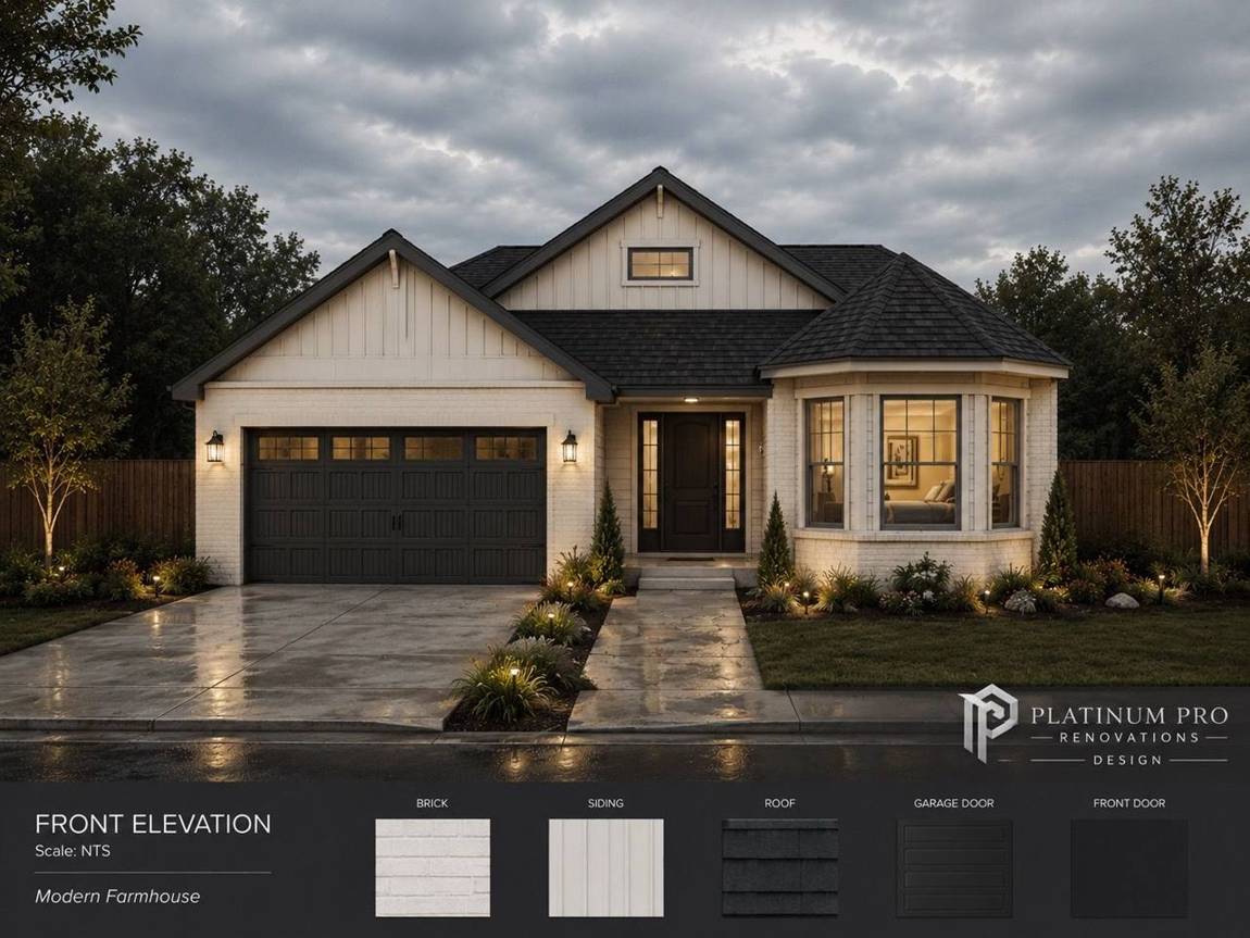Design rendering of a modern farmhouse Platinum Pro is building in Mesquite, Texas